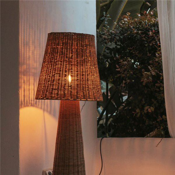 Lámpara LED de pie exterior con cable Arteixo Yute LOLA 165 NATURE, de ratán, E27 - exterior/interior
