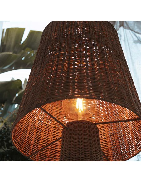 Lámpara LED de pie exterior con cable Arteixo Yute LOLA 165 NATURE, de ratán, E27 - exterior/interior