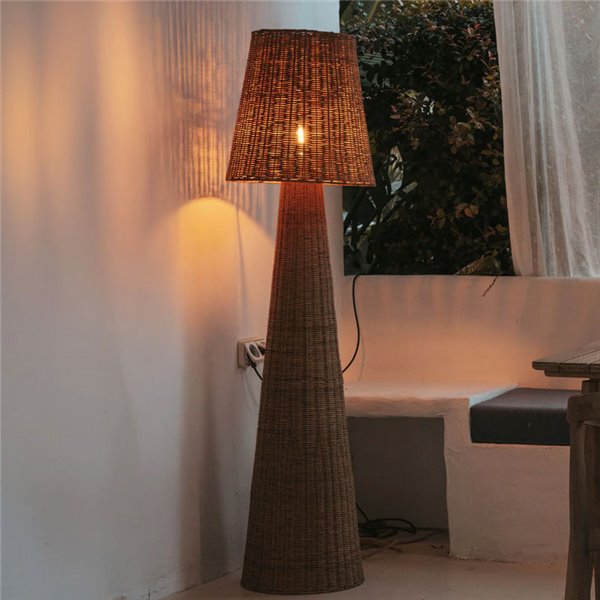 Lámpara LED de pie exterior con cable Arteixo Yute LOLA 165 NATURE, de ratán, E27 - exterior/interior