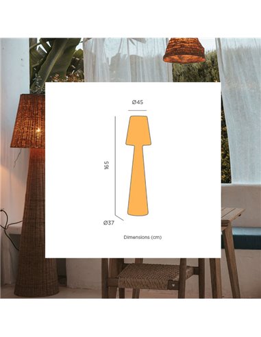 Lámpara LED de pie exterior con cable Arteixo Yute LOLA 165 NATURE, de ratán, E27 - exterior/interior