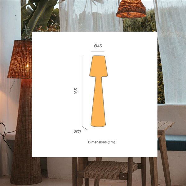 Lámpara LED de pie exterior con cable Arteixo Yute LOLA 165 NATURE, de ratán, E27 - exterior/interior