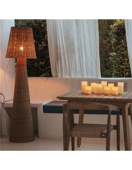 Candeeiro de pé LED para exterior com cabo Arteixo Juta LOLA 165 NATURE, rattan, E27 - exterior/interior