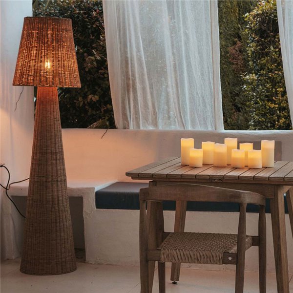 Lámpara LED de pie exterior con cable Arteixo Yute LOLA 165 NATURE, de ratán, E27 - exterior/interior