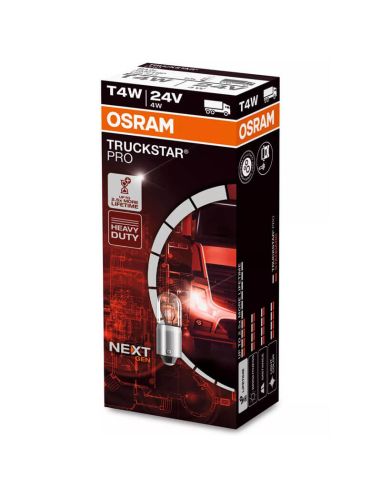 Lâmpada Auxiliar OSRAM TRUCKSTAR PRO T4W 24V 4W BA9s – Alta Resistência e Durabilidade para Caminhões