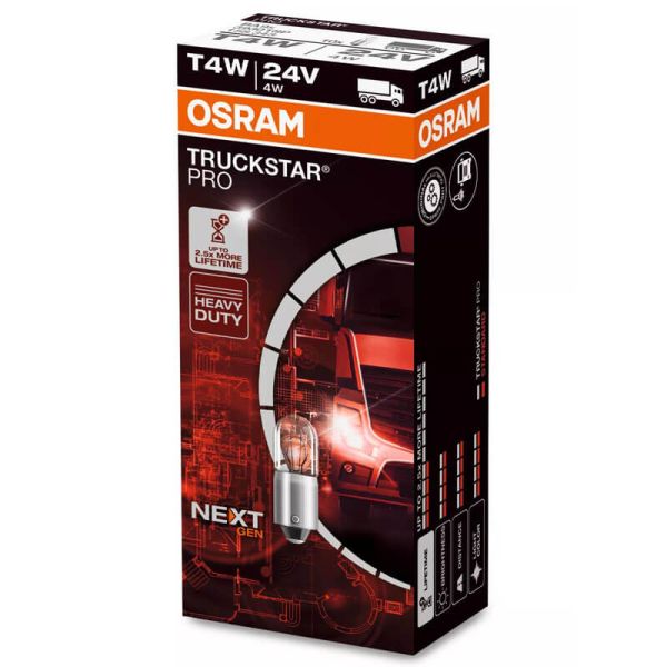 Lámpara Auxiliar OSRAM TRUCKSTAR PRO T4W 24V 4W BA9s – Alta Resistencia y Durabilidad para Camiones