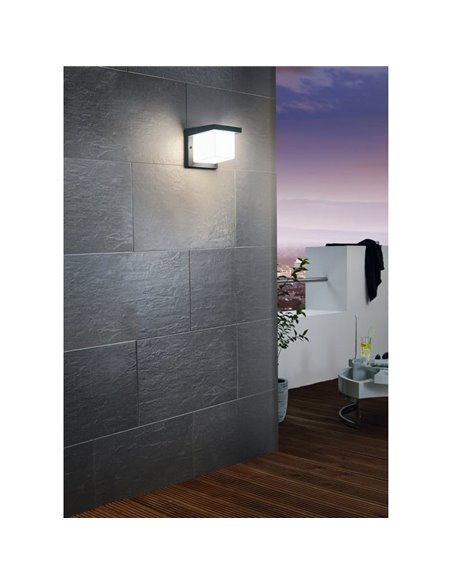 Aplique de pared LED exterior DESELLA 1, cubierta cuadrada 10W 1200Lm 3000K, IP55