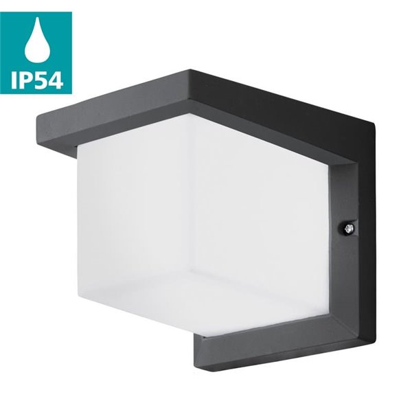 DESELLA 1 luminária de parede LED para exterior, cobertura quadrada 10W 1200Lm 3000K, IP55