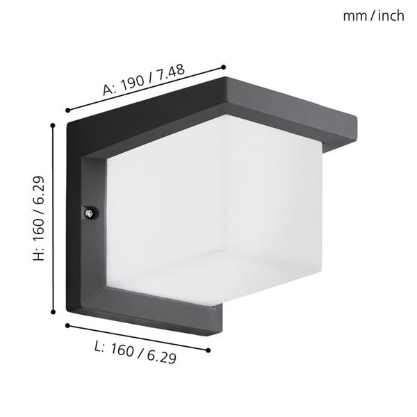 Aplique de pared LED exterior DESELLA 1, cubierta cuadrada 10W 1200Lm 3000K, IP55