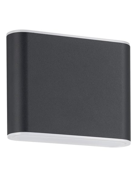 Aplique de pared LED alargado antracita GRUTTI 115mm, 2,9W 640Lm CTT 3000K/4000K/6500K, IP65