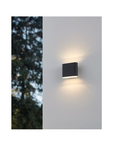 Aplique de parede LED antracite GRUTTI 115 mm, 2,9 W 640 Lm CTT 3000 K/4000 K/6500 K, IP65