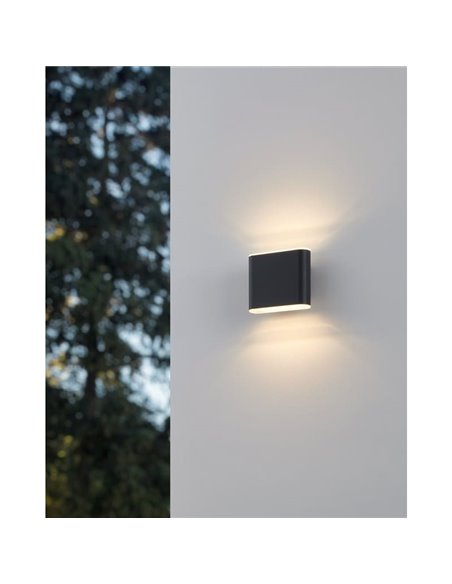 Applique murale LED anthracite GRUTTI 115 mm, 2,9 W, 640 lm, CTT 3 000 K/4 000 K/6 500 K, IP65