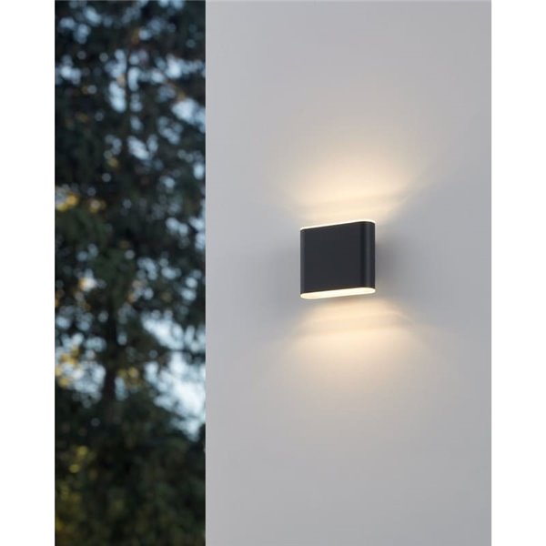 Aplique de pared LED alargado antracita GRUTTI 115mm, 2,9W 640Lm CTT 3000K/4000K/6500K, IP65