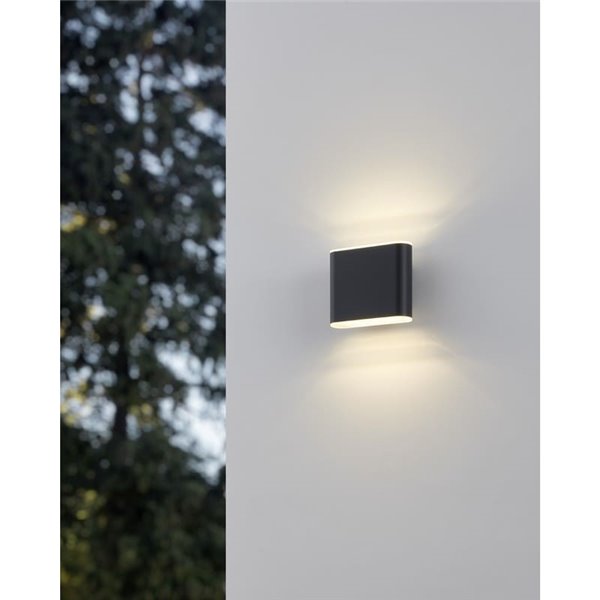 Aplique de pared LED alargado antracita GRUTTI 115mm, 2,9W 640Lm CTT 3000K/4000K/6500K, IP65