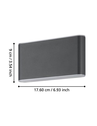 Applique murale LED à intensité variable GRUTTI 175 mm, 5,8 W, 1 260 lm, CTT 3 000 K/4 000 K/6 500 K, IP65