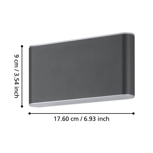 Aplique de pared LED dimable GRUTTI 175mm, 5,8W 1260Lm CTT 3000K/4000K/6500K, IP65