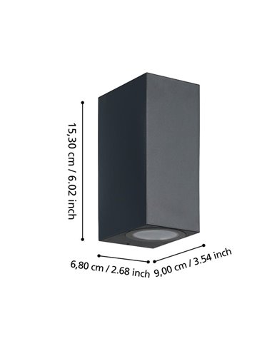 Aplique LED doble luz arriba y abajo JABAGA de exterior, 2x4,6W GU10 800Lm 3000K, IP44