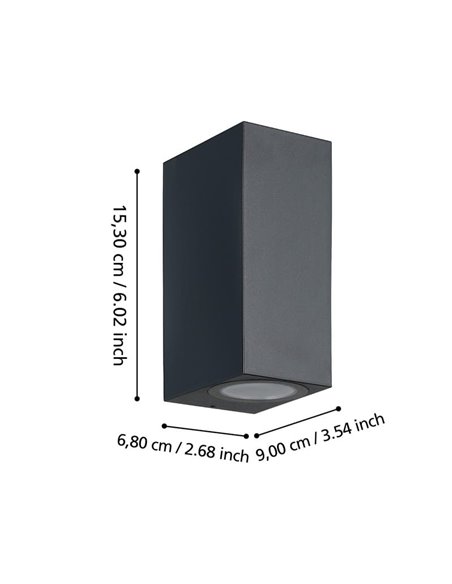 Aplique LED doble luz arriba y abajo JABAGA de exterior, 2x4,6W GU10 800Lm 3000K, IP44