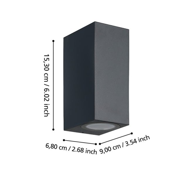 Aplique LED doble luz arriba y abajo JABAGA de exterior, 2x4,6W GU10 800Lm 3000K, IP44