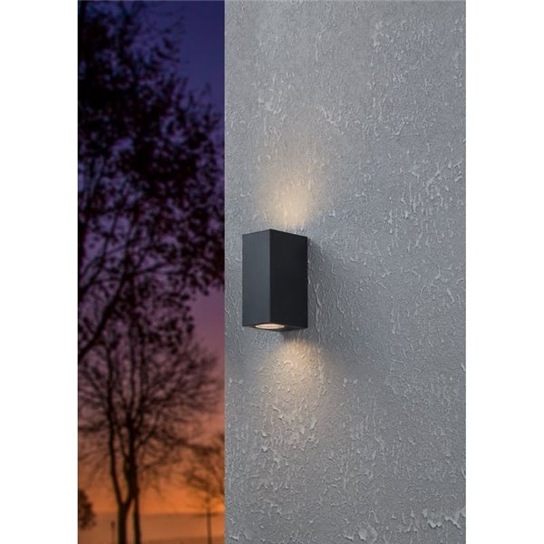 Aplique LED doble luz arriba y abajo JABAGA de exterior, 2x4,6W GU10 800Lm 3000K, IP44