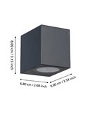 Aplique LED cuadrado de pared JABAGA para exterior, GU10 incluida, 4,6W 400Lm 3000K, IP44
