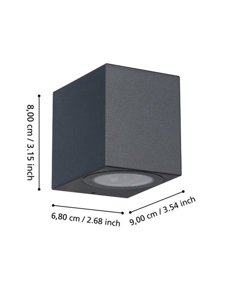 Aplique LED cuadrado de pared JABAGA para exterior, GU10 incluida, 4,6W 400Lm 3000K, IP44