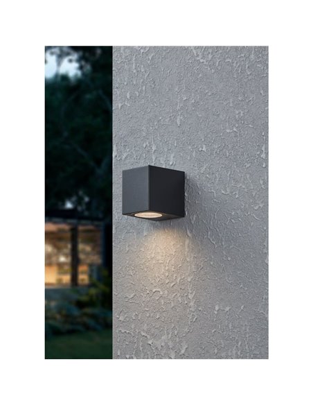 Aplique LED cuadrado de pared JABAGA para exterior, GU10 incluida, 4,6W 400Lm 3000K, IP44