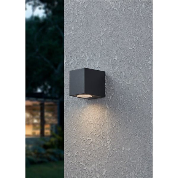 Aplique LED cuadrado de pared JABAGA para exterior, GU10 incluida, 4,6W 400Lm 3000K, IP44