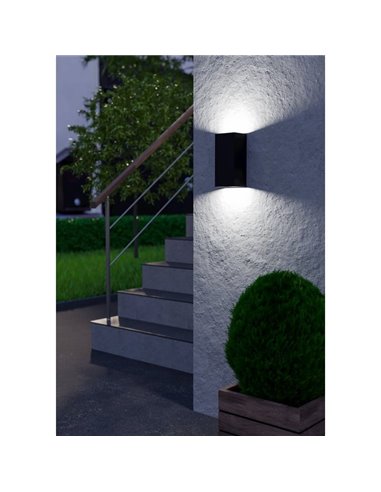 Applique LED carrée ERMITANA avec double éclairage haut/bas, 2x2,8W GU10 500Lm 3000K, IP55