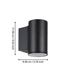 Aplique LED de pared cilíndrico IZZALINI para exterior, 2,8W 250Lm 3000K, IP44