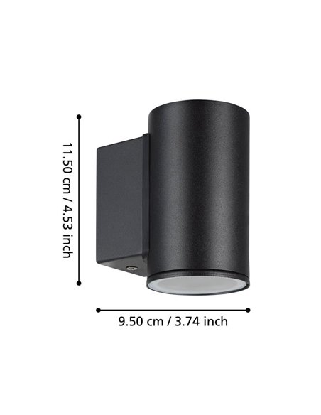 Aplique LED de pared cilíndrico IZZALINI para exterior, 2,8W 250Lm 3000K, IP44
