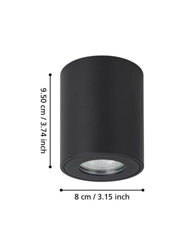 Foco de techo de superficie para exterior redondo TORRECOLA, negro, GU10, IP44