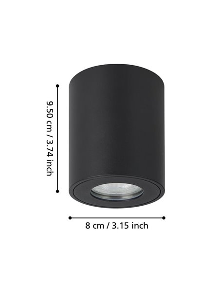 Foco de techo de superficie para exterior redondo TORRECOLA, negro, GU10, IP44
