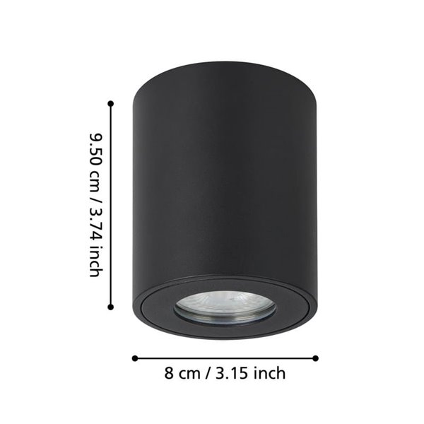 Foco de techo de superficie para exterior redondo TORRECOLA, negro, GU10, IP44