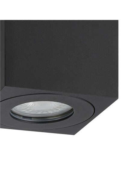 Foco de techo de superficie para exterior cuadrado TORRECOLA, negro, GU10, IP44