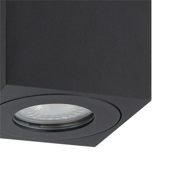 Foco de techo de superficie para exterior cuadrado TORRECOLA, negro, GU10, IP44
