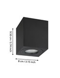 Foco de techo de superficie para exterior cuadrado TORRECOLA, negro, GU10, IP44