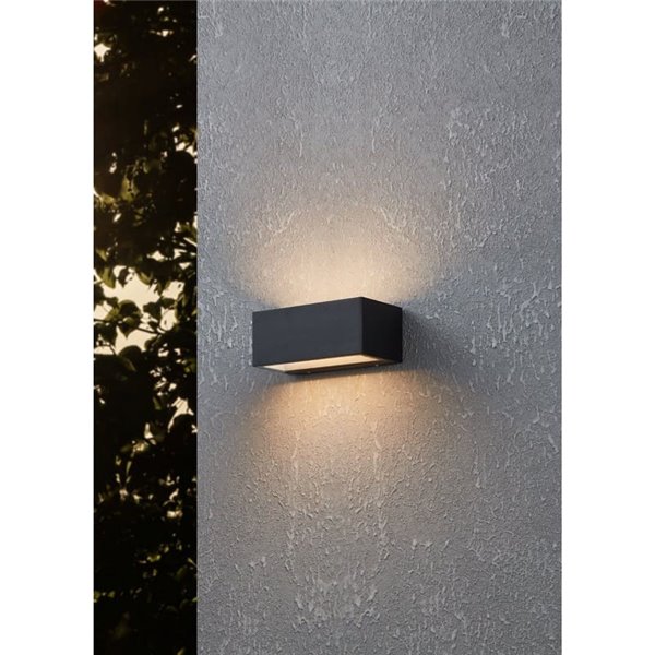 Aplique de pared LED horizontal SPONGANO, negro, 2x5W 1200Lm, 3000K/4000K/5000K/6500K, IP65
