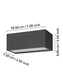 Aplique de pared LED horizontal SPONGANO, negro, 2x5W 1200Lm, 3000K/4000K/5000K/6500K, IP65