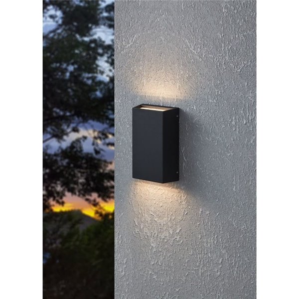 Aplique de pared LED vertical SPONGANO, negro, 2x5W 1200Lm, 3000K/4000K/5000K/6500K, IP65