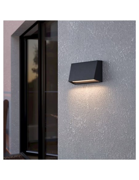 Aplique LED para exterior moderno SPONGANO, negro, 9,5W 1100Lm, 3000K/4000K/5000K/6500K, IP65