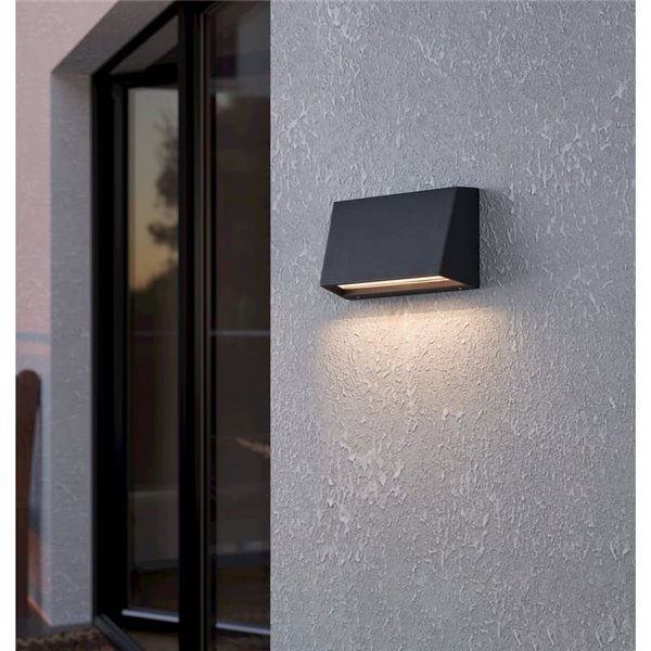 Applique murale d'extérieur LED moderne SPONGANO, noire, 9,5 W, 1 100 lm, 3 000 K/4 000 K/5 000 K/6 500 K, IP65