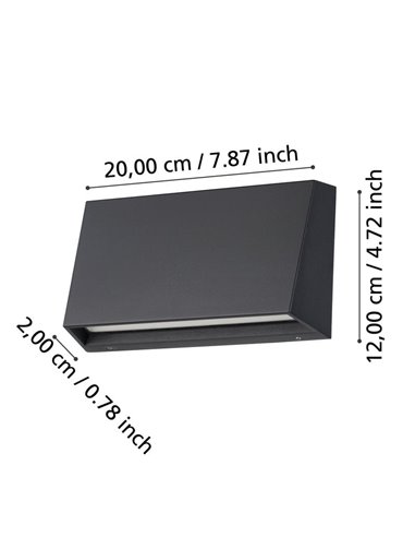 Applique murale d'extérieur LED moderne SPONGANO, noire, 9,5 W, 1 100 lm, 3 000 K/4 000 K/5 000 K/6 500 K, IP65