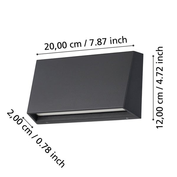 Aplique LED para exterior moderno SPONGANO, negro, 9,5W 1100Lm, 3000K/4000K/5000K/6500K, IP65