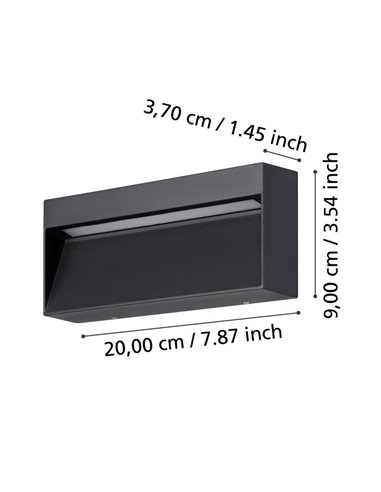 Applique murale LED rectangulaire MARUGGIO, 4,8 W, 520 lm, 3 000 K/4 000 K/5 000 K/6 500 K, IP65