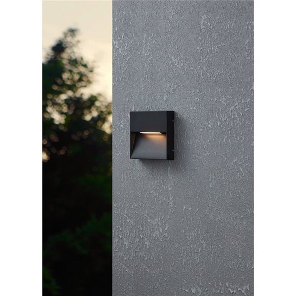 Aplique de pared LED cuadrado MARUGGIO, negro, 4,8W 520Lm, 3000K/4000K/5000K/6500K, IP65