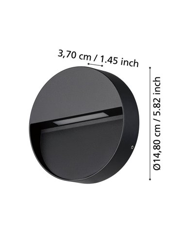 Aplique de pared LED redondo MARUGGIO dimable, 4,8W 520Lm, 3000K/4000K/5000K/6500K, IP65