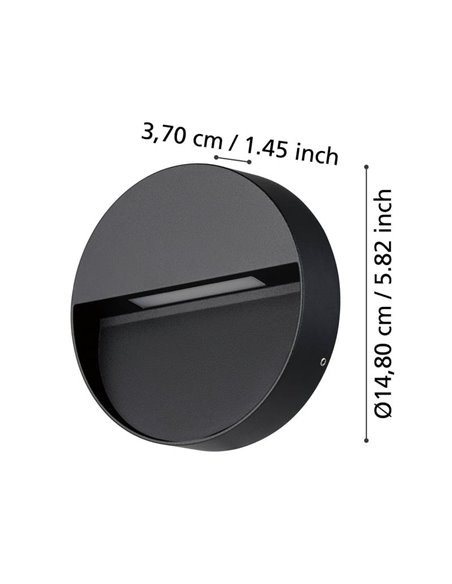 Aplique de pared LED redondo MARUGGIO dimable, 4,8W 520Lm, 3000K/4000K/5000K/6500K, IP65