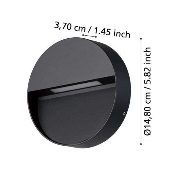 Aplique de pared LED redondo MARUGGIO dimable, 4,8W 520Lm, 3000K/4000K/5000K/6500K, IP65