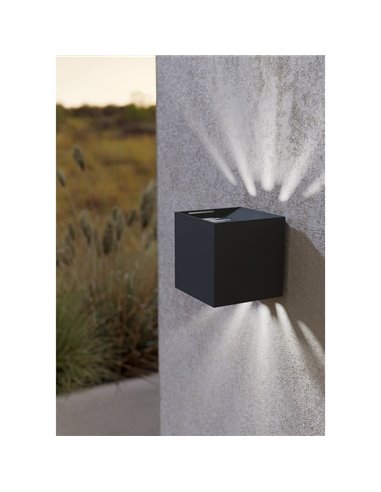 Luminária de parede externa CALPINO 2 LED, antracite, com feixe de ventilador duplo 2x3,3W 680Lm 3000K, IP54