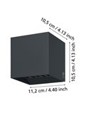 Luminária de parede externa CALPINO 2 LED, antracite, com feixe de ventilador duplo 2x3,3W 680Lm 3000K, IP54